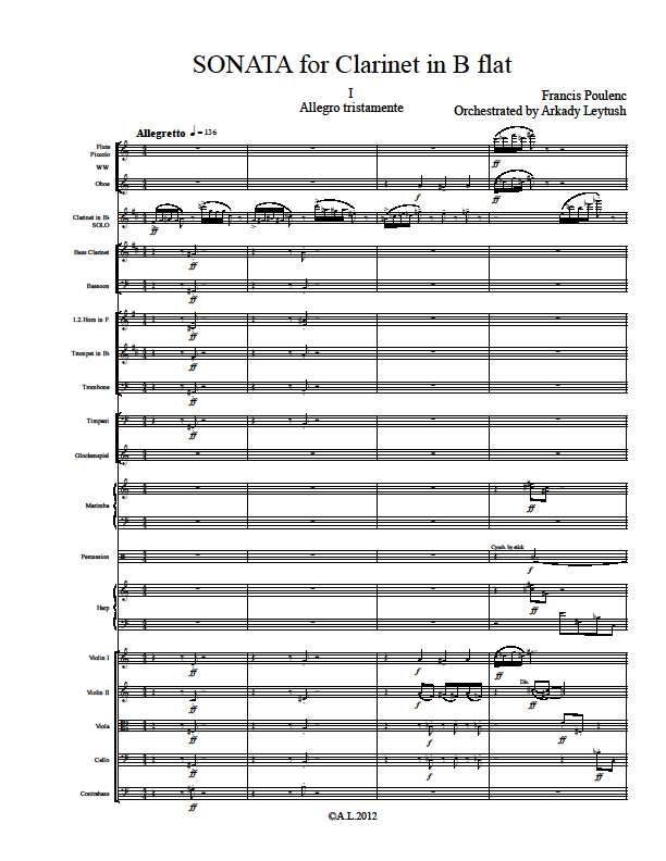 Poulenc Sonata For Clarinet And Orchestra
